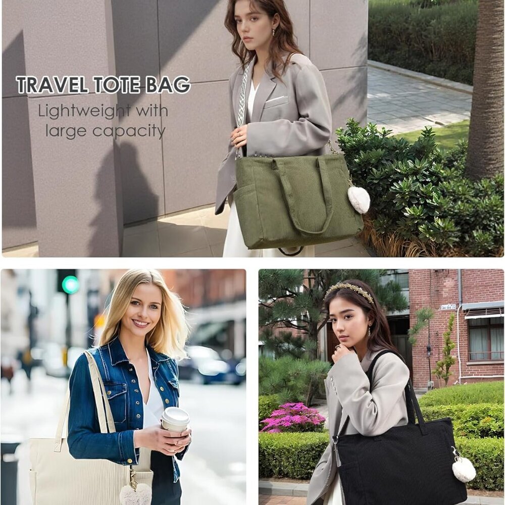 Elegant Black Corduroy Tote Bag - Spacious And Fu… - image 2